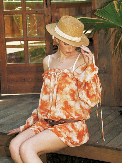 Anti Being General Orange Puff Sleeve Loose Women&