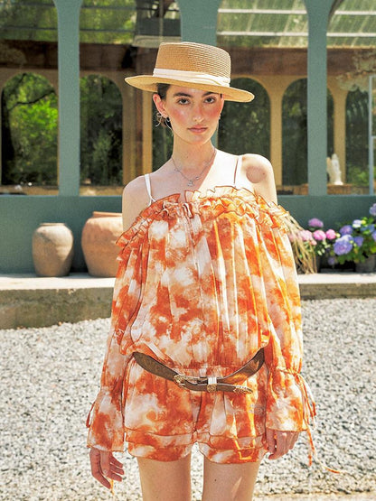 Anti Being General Orange Puff Sleeve Loose Women&