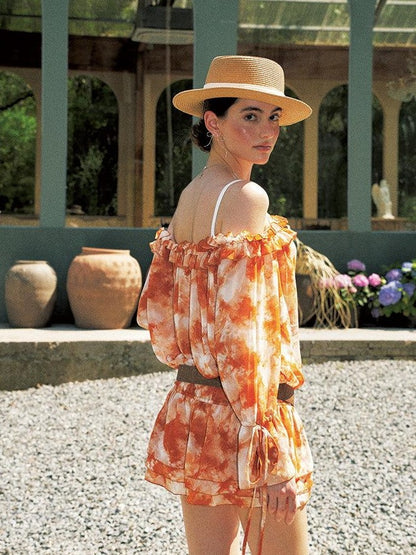 Anti Being General Orange Puff Sleeve Loose Women&