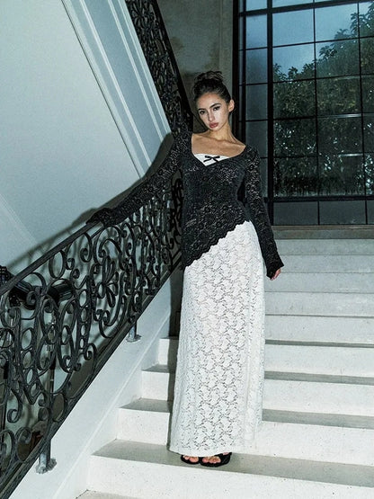 Anti Being General Rebel Lace Asymmetric Top 
V-neck 
Asymmetric Hem 
Lace Up Front 
Long Sleeve 
Cropped Length 
T-shirt Cardigan