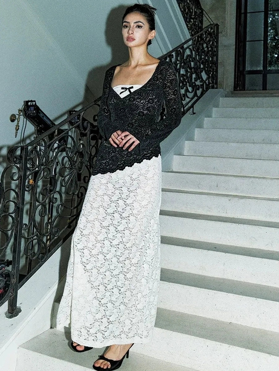 Anti Being General Rebel Lace Asymmetric Top 
V-neck 
Asymmetric Hem 
Lace Up Front 
Long Sleeve 
Cropped Length 
T-shirt Cardigan