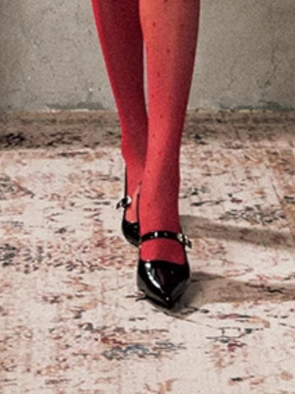 Red Lace Long Sleeve Knit With Asymmetric Pencil Skirt Set