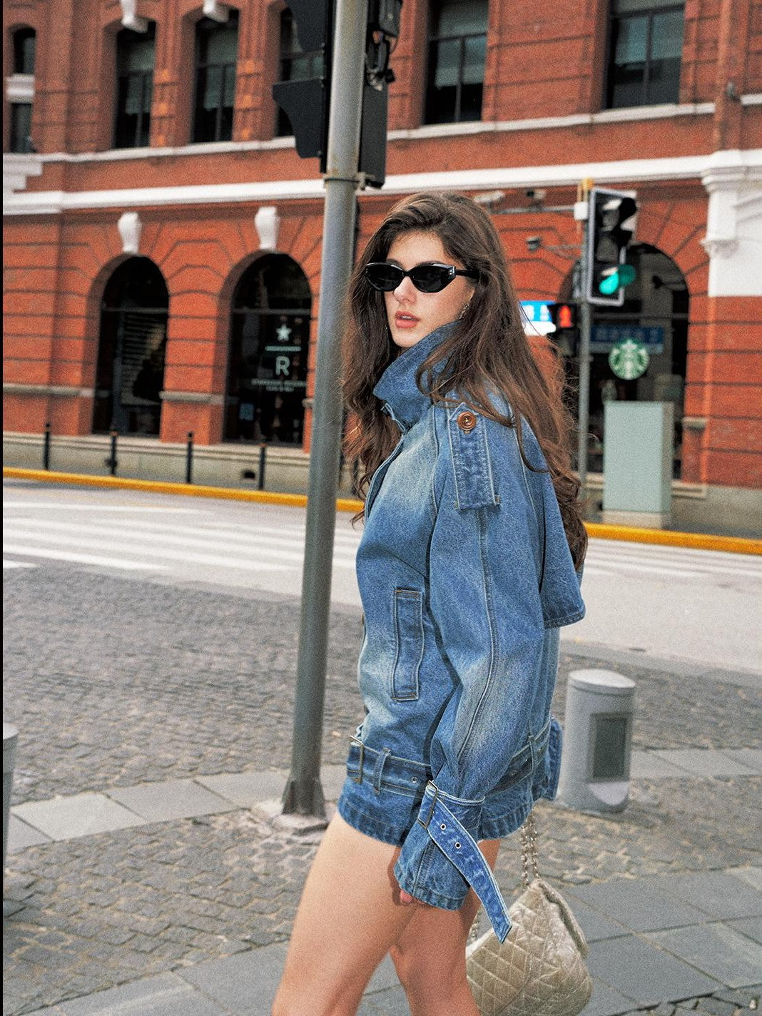 Anti Being General Retro Loose Fit Stand Collar Double Breasted Cotton Women&