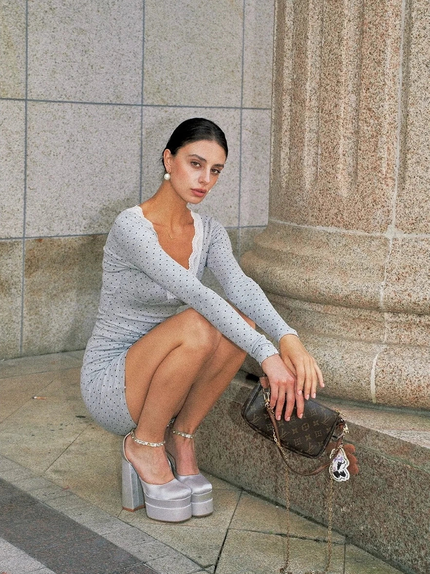 Anti Being General Retro Polka Dot Lace Knit Set Suits