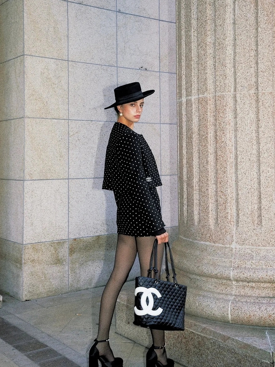 Anti Being General Retro Polka Dot Stretch Wool Blend Mini Dress Set Suits