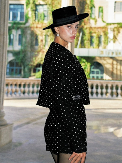 Anti Being General Retro Polka Dot Stretch Wool Blend Mini Dress Set Suits
