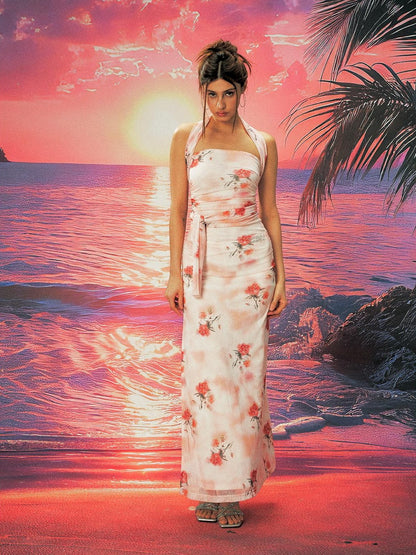 Anti Being General Rose Print Mesh Slit Bodycon Women&
