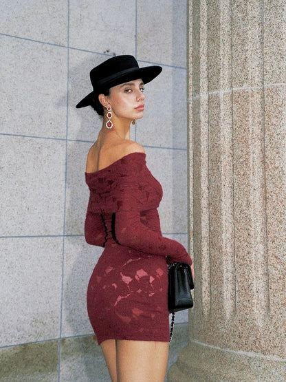 Anti Being General Sensual Off Shoulder Lace Bodycon Dress Dresses