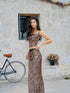 Update Anti Being General Sexy Leopard Print Lace Trimmed Slip Dress Set with Draped Neckline