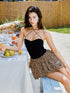 Update Anti Being General Sexy Leopard Print Spliced Halter Neck Dress Short Skirt