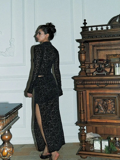 Anti Being General Sheer Lace Trimmed Slip Dress Set Suits