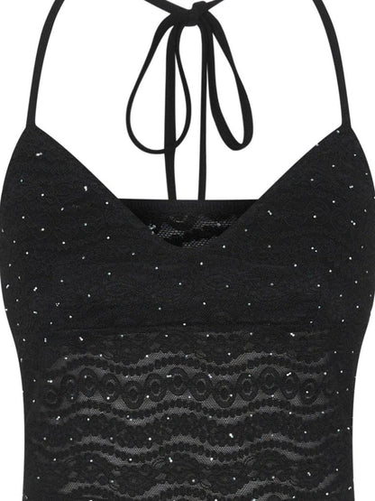 Anti Being General V-neck Crystal Studded Cami Top Set Tank Top/Camisole