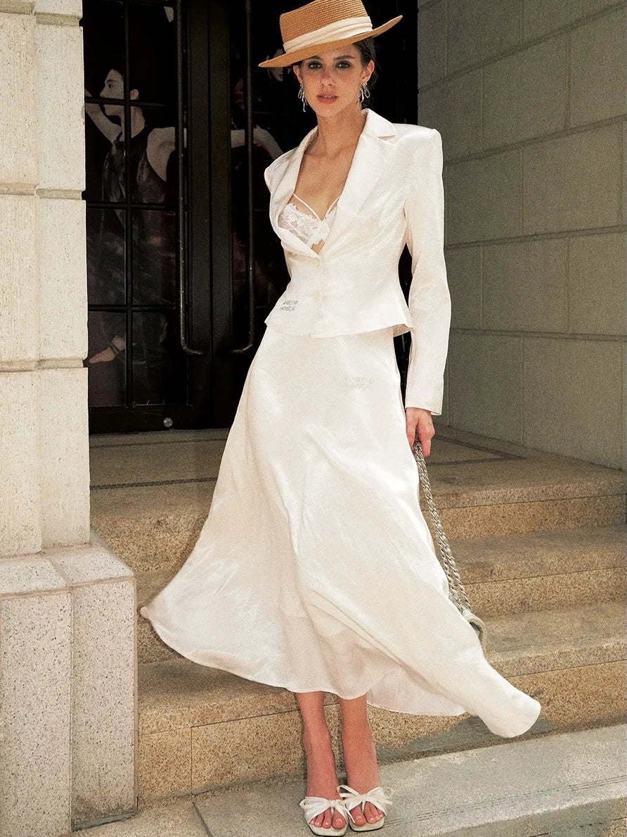 Anti Being General V-neck Waist Tailored Acetate Blazer Dress Set Suits