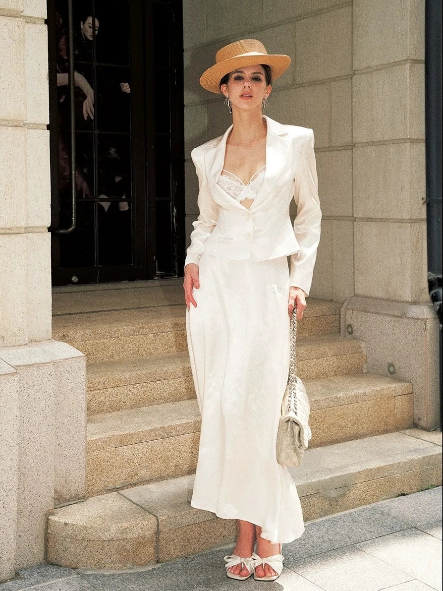 Anti Being General V-neck Waist Tailored Acetate Blazer Dress Set Suits