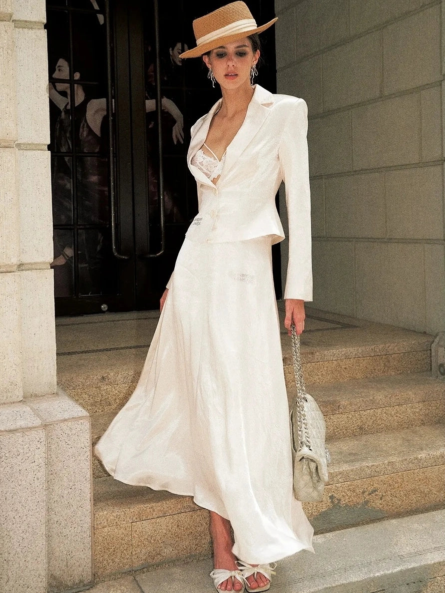 Anti Being General V-neck Waist Tailored Acetate Blazer Dress Set Suits