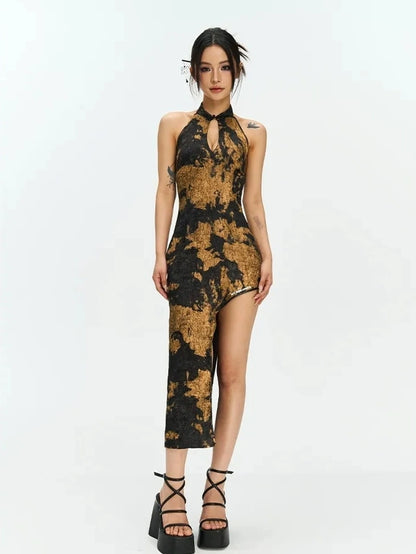 Anti Being General Vintage Oriental Siren Halter Dress V-neck T-shirt Long Sleeve Cheongsam/Qipao