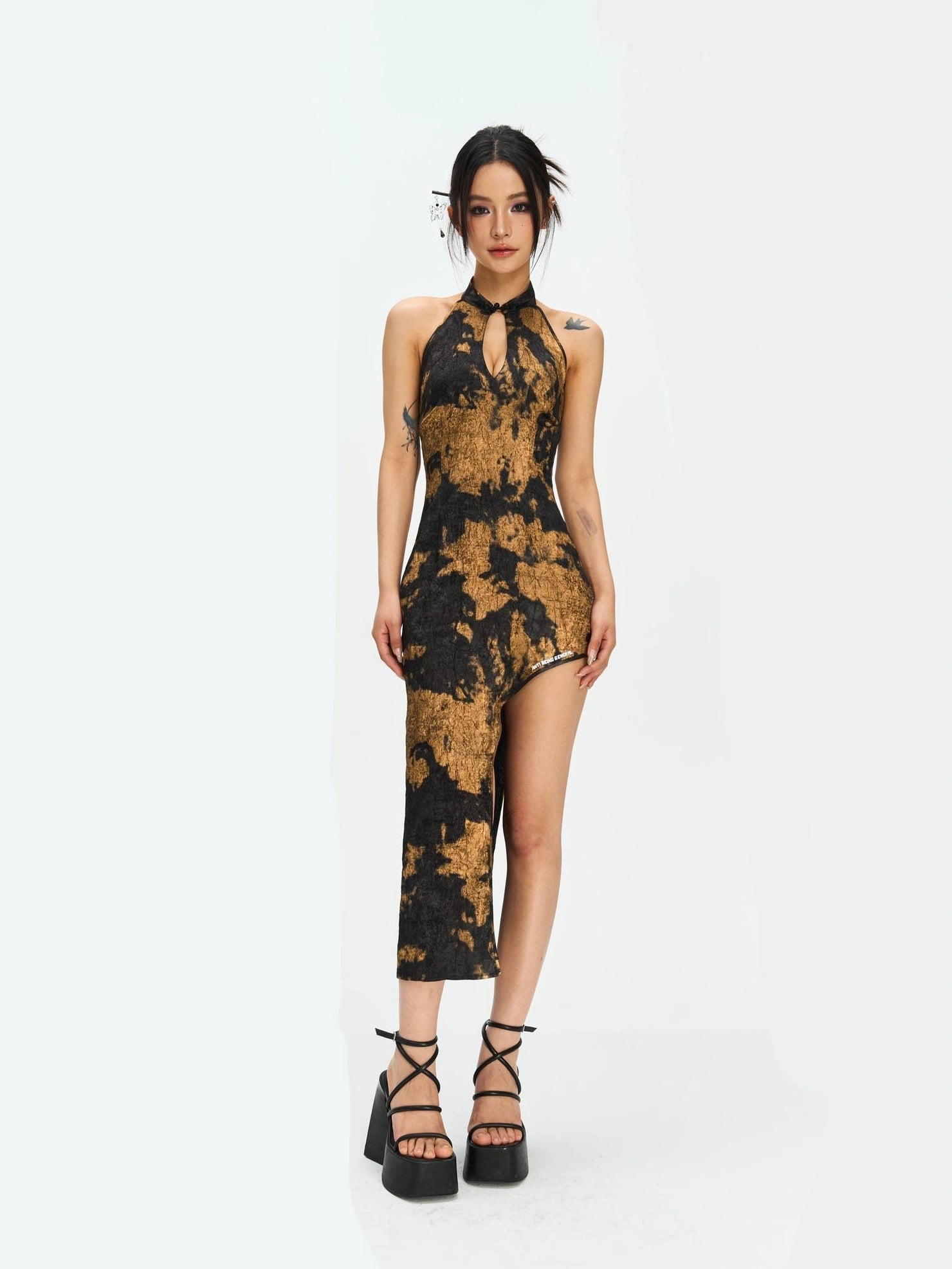 Anti Being General Vintage Oriental Siren Halter Dress V-neck T-shirt Long Sleeve Cheongsam/Qipao