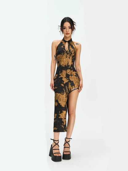 Anti Being General Vintage Oriental Siren Halter Dress V-neck T-shirt Long Sleeve Cheongsam/Qipao