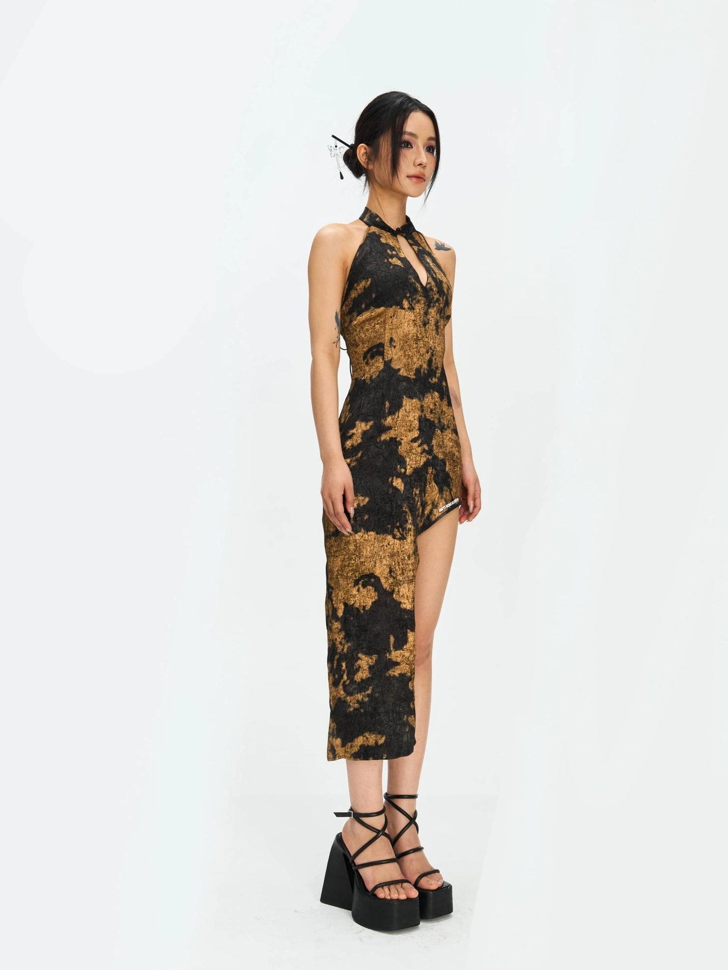 Anti Being General Vintage Oriental Siren Halter Dress V-neck T-shirt Long Sleeve Cheongsam/Qipao