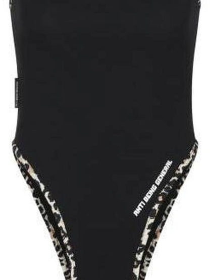 Anti Being General Waist Cinching Leopard Trim Jumpsuit Jumpsuit