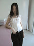 Vintage Korean Summer Layered Hollow Out Tie Crop Top