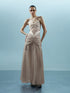 NN NORTH NODE Chiffon Gather Beaded Strap V-neck Dress