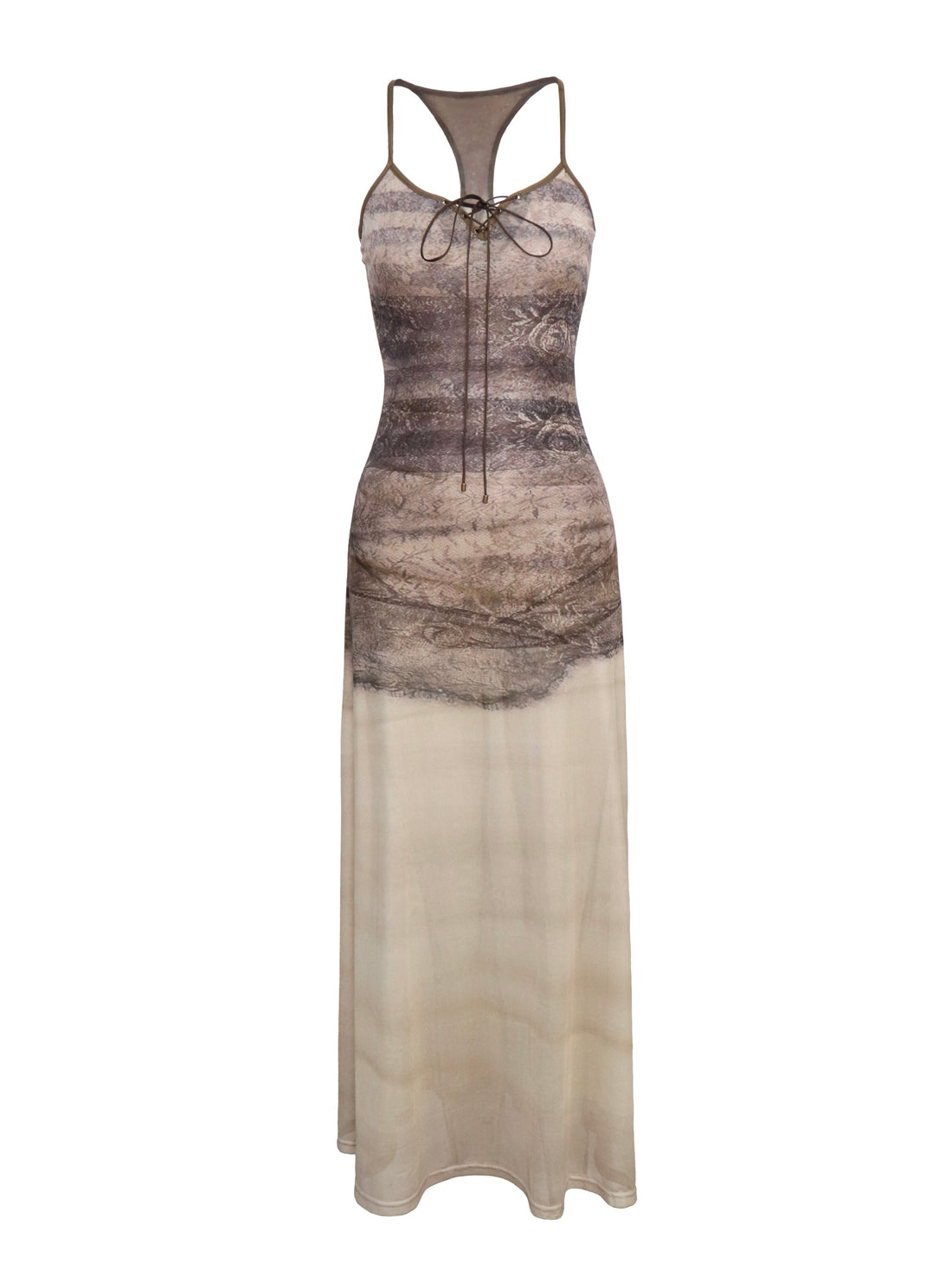Flowers birds Market Floirds Print Sheath Mesh Dress With Slimming Silhouette