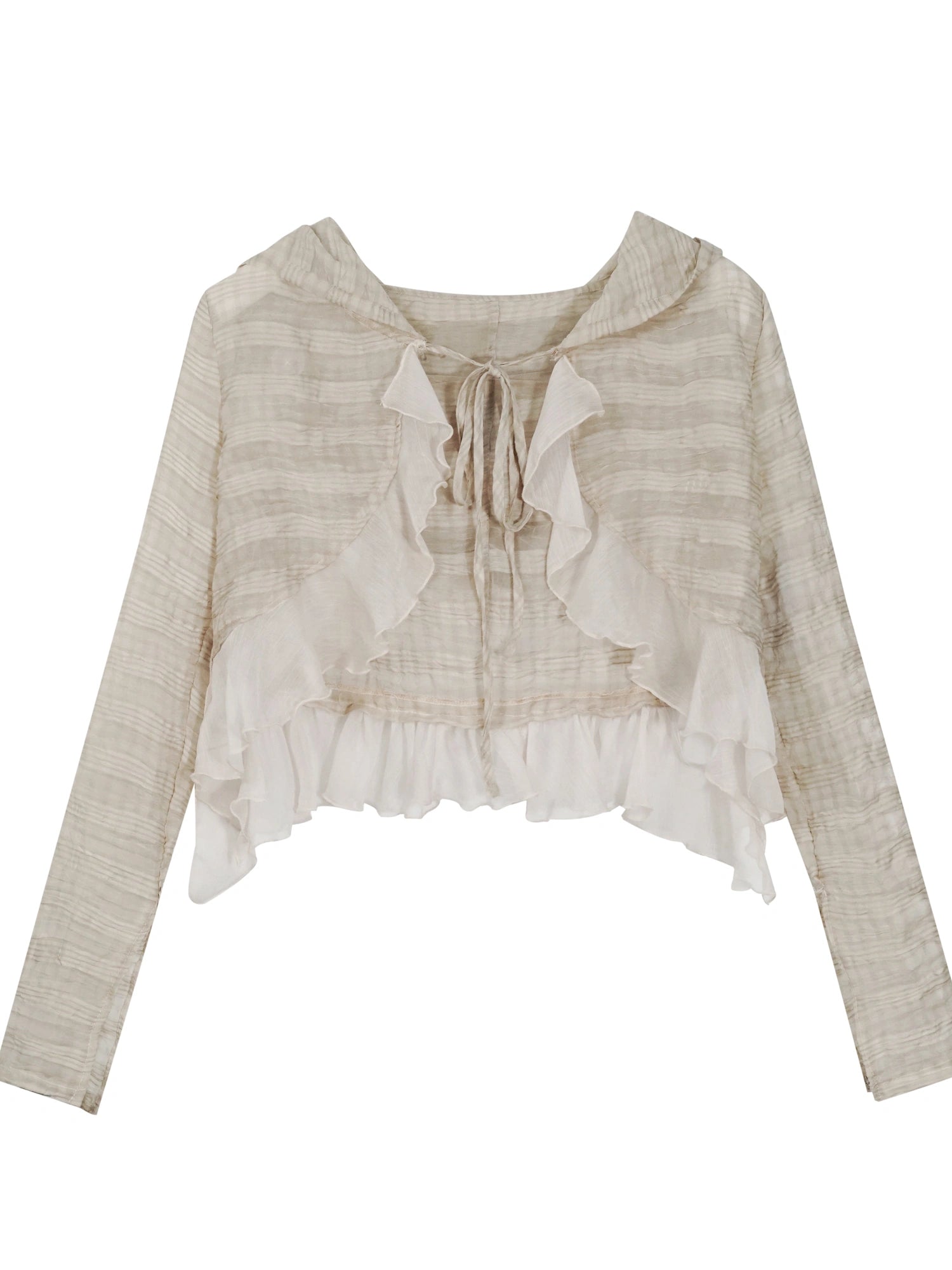 Textured Crinkle Chiffon Hooded Cape