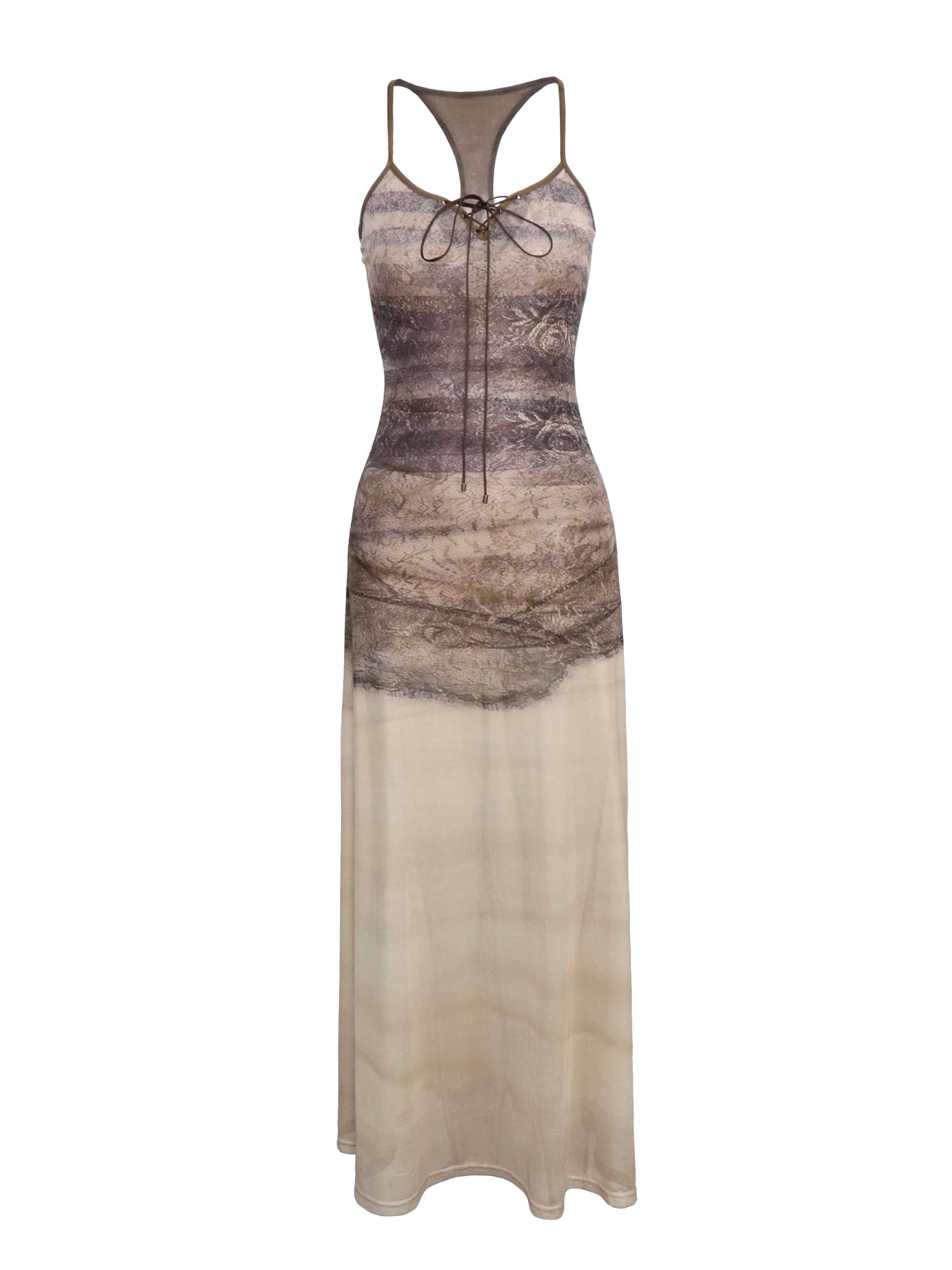 Flowers birds Market Floirds Print Sheath Mesh Dress With Slimming Silhouette