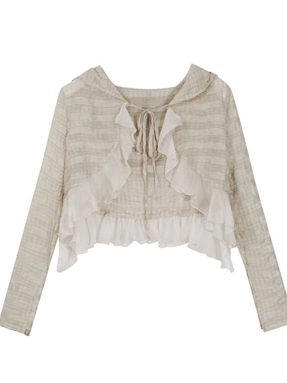 Textured Crinkle Chiffon Hooded Cape