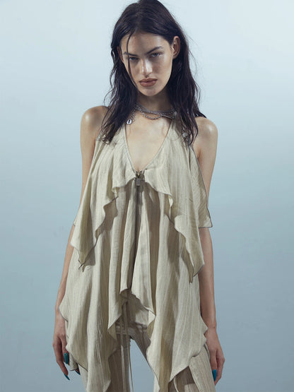 Piscean Loom Ethereal Threads Smocked Backless Camisole