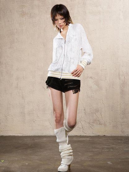 ARIADNAw Ariadna Cross Knit Sleeve Punk Streetwear