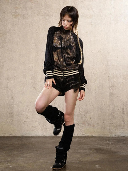 Ariadna Cross Knit Sleeve Punk Streetwear
