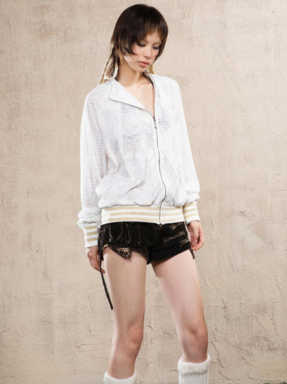 ARIADNAw Ariadna Cross Knit Sleeve Punk Streetwear