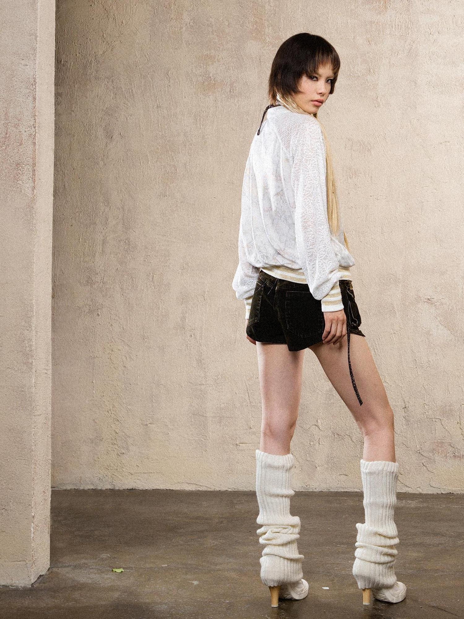 ARIADNAw Ariadna Cross Knit Sleeve Punk Streetwear