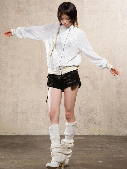 ARIADNAw Ariadna Cross Knit Sleeve Punk Streetwear