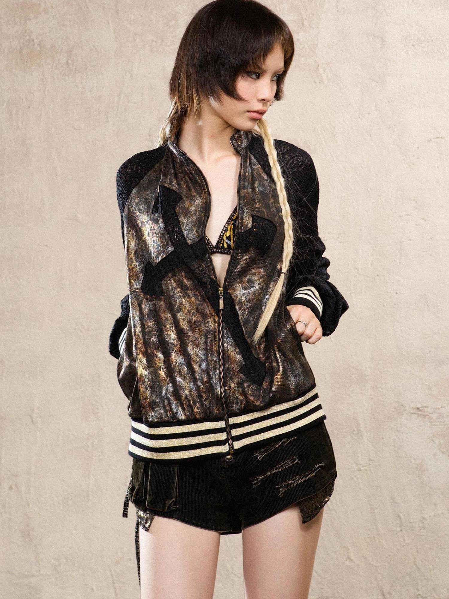 ARIADNAw Ariadna Cross Knit Sleeve Punk Streetwear