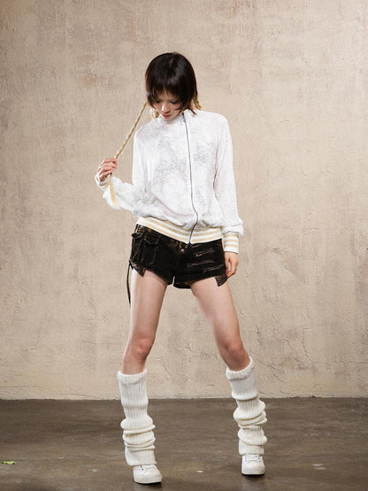ARIADNAw Ariadna Cross Knit Sleeve Punk Streetwear