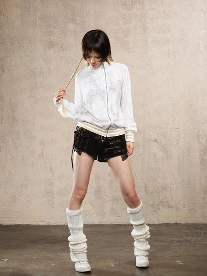 Ariadna Cross Knit Sleeve Punk Streetwear