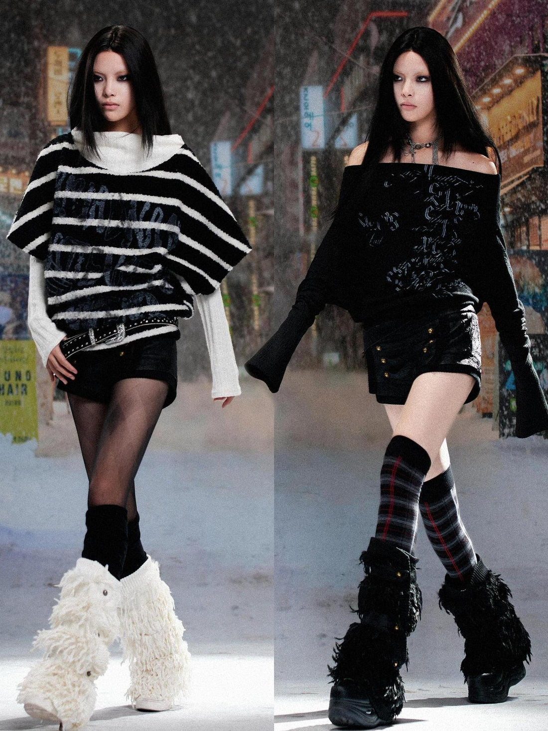 ARIADNAw Ariadna Eco Fur Stitched Leg Warmers For Punk Winter Women