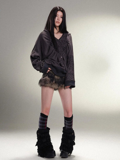 Ariadna Eco Fur Stitched Leg Warmers For Punk Winter Women