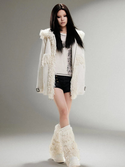 Ariadna Eco Fur Stitched Leg Warmers For Punk Winter Women