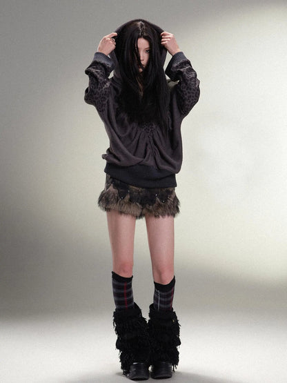 Ariadna Eco Fur Stitched Leg Warmers For Punk Winter Women