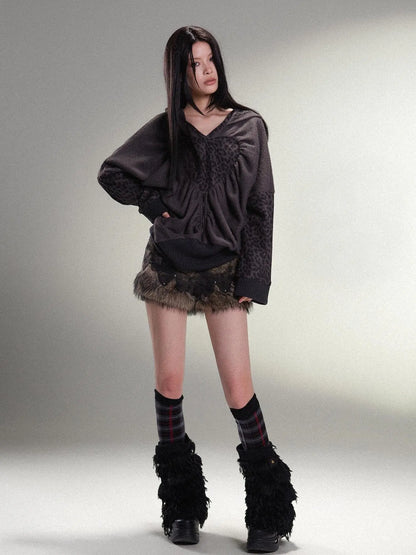 Ariadna Eco Fur Stitched Leg Warmers For Punk Winter Women