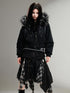 ARIADNAw Ariadna Punk Embroidered Fur Collar Bomber Jacket