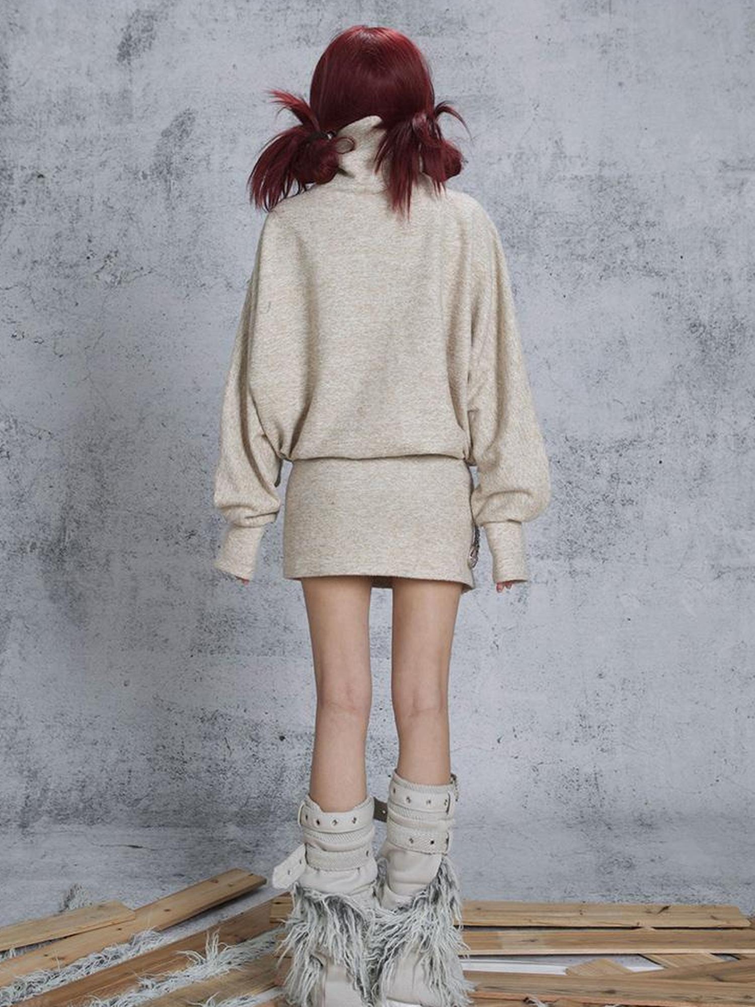 ARIADNAw Ariadna Punk Knit High Collar Loose Fit Thick Soft Vintage Femme