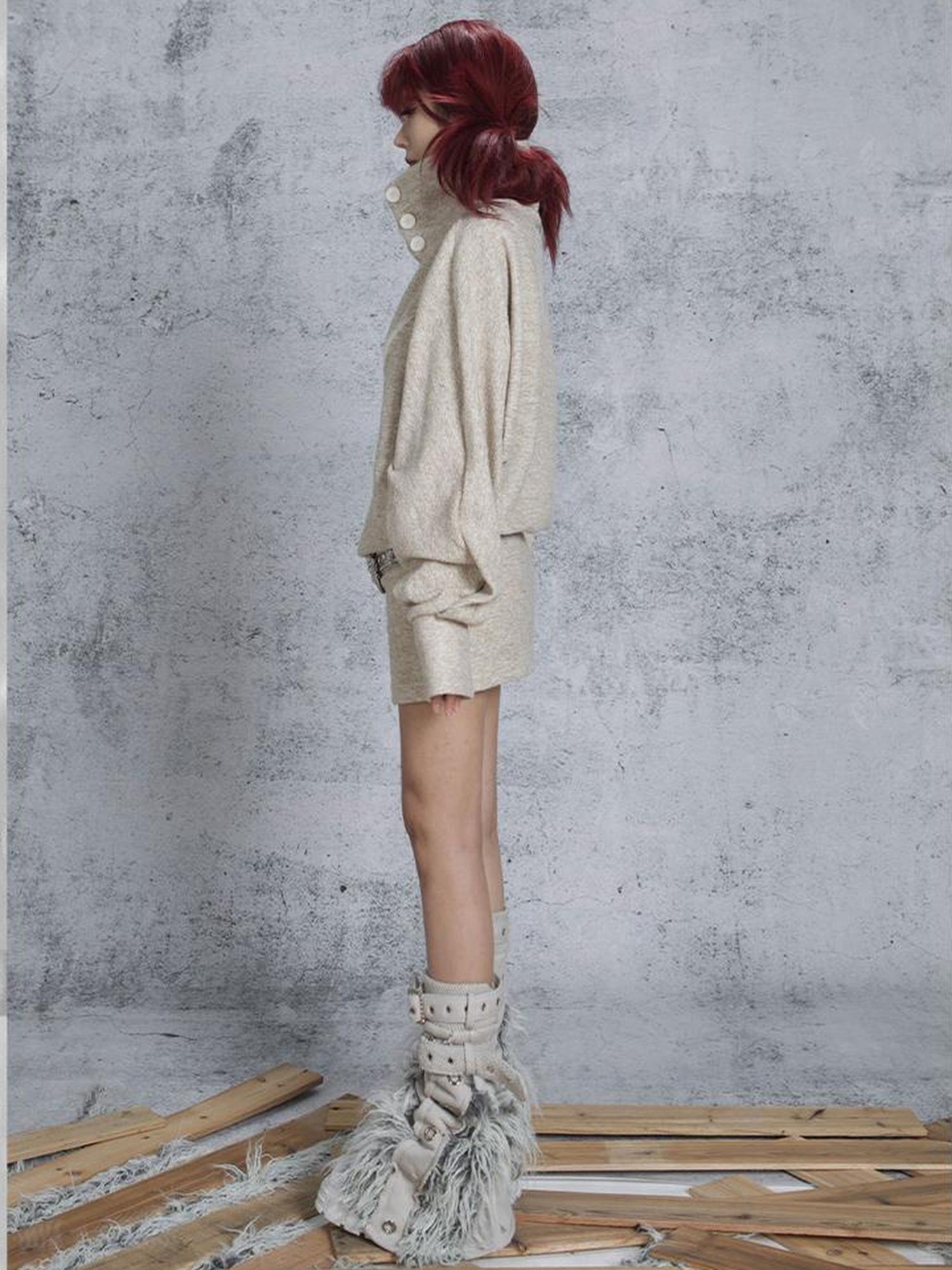 ARIADNAw Ariadna Punk Knit High Collar Loose Fit Thick Soft Vintage Femme