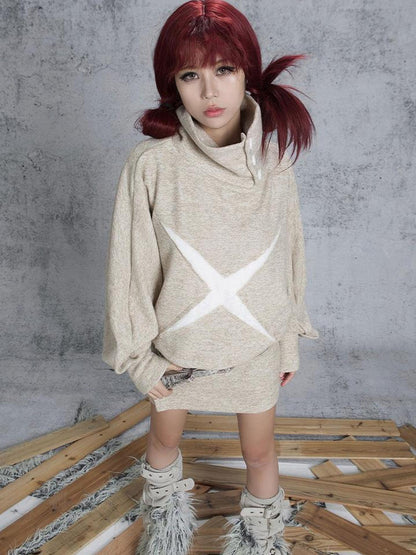 ARIADNAw Ariadna Punk Knit High Collar Loose Fit Thick Soft Vintage Femme