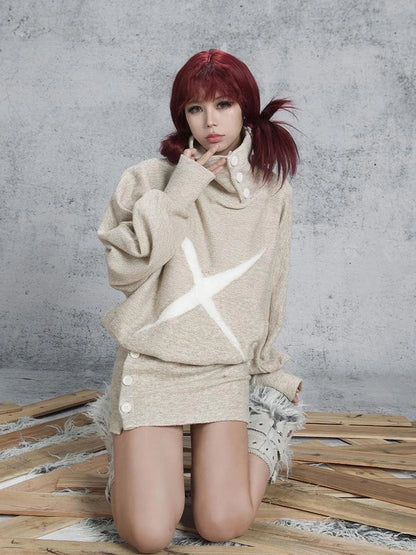 Ariadna Punk Knit High Collar Loose Fit Thick Soft Vintage Femme