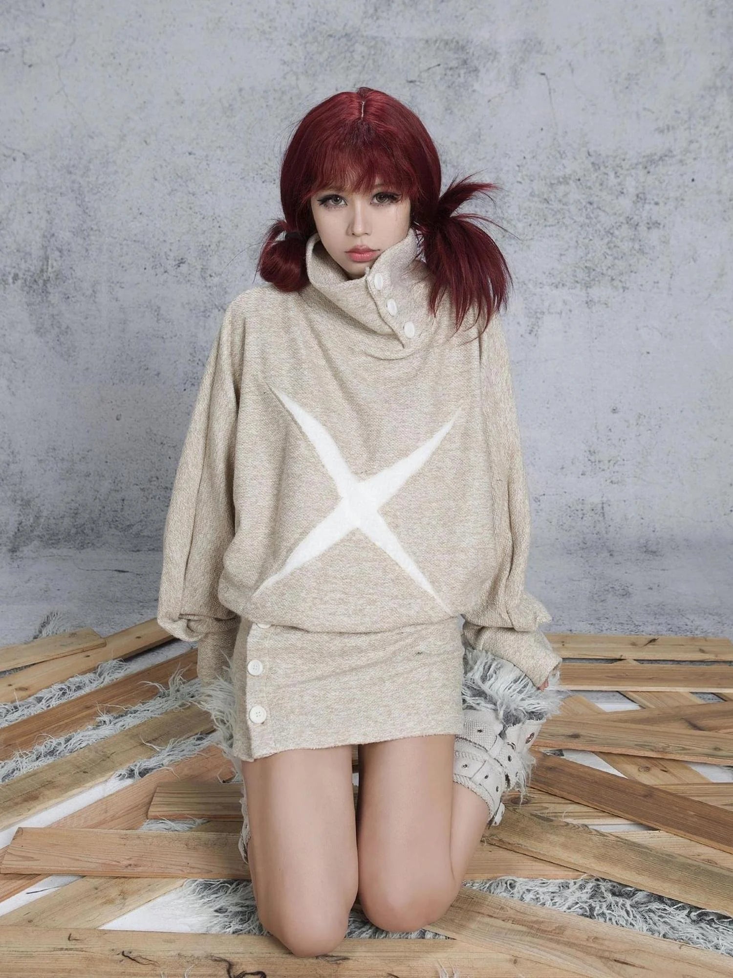 Ariadna Punk Knit High Collar Loose Fit Thick Soft Vintage Femme